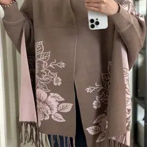 Reversible Shawl Vintage Warm Wrap Women's Cloak Scarf